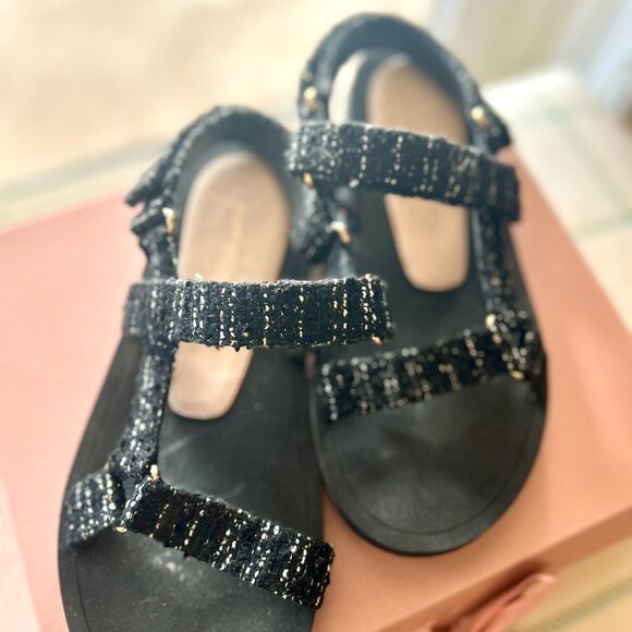Stuart Weitzman Vail Sport Black Tweed Sandals - Size 6.5 - Excellent Condition - Picture 8 of 16